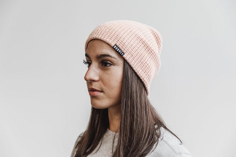 Men's Nobull Waffle Beanie Hats Pink | SG F2573D